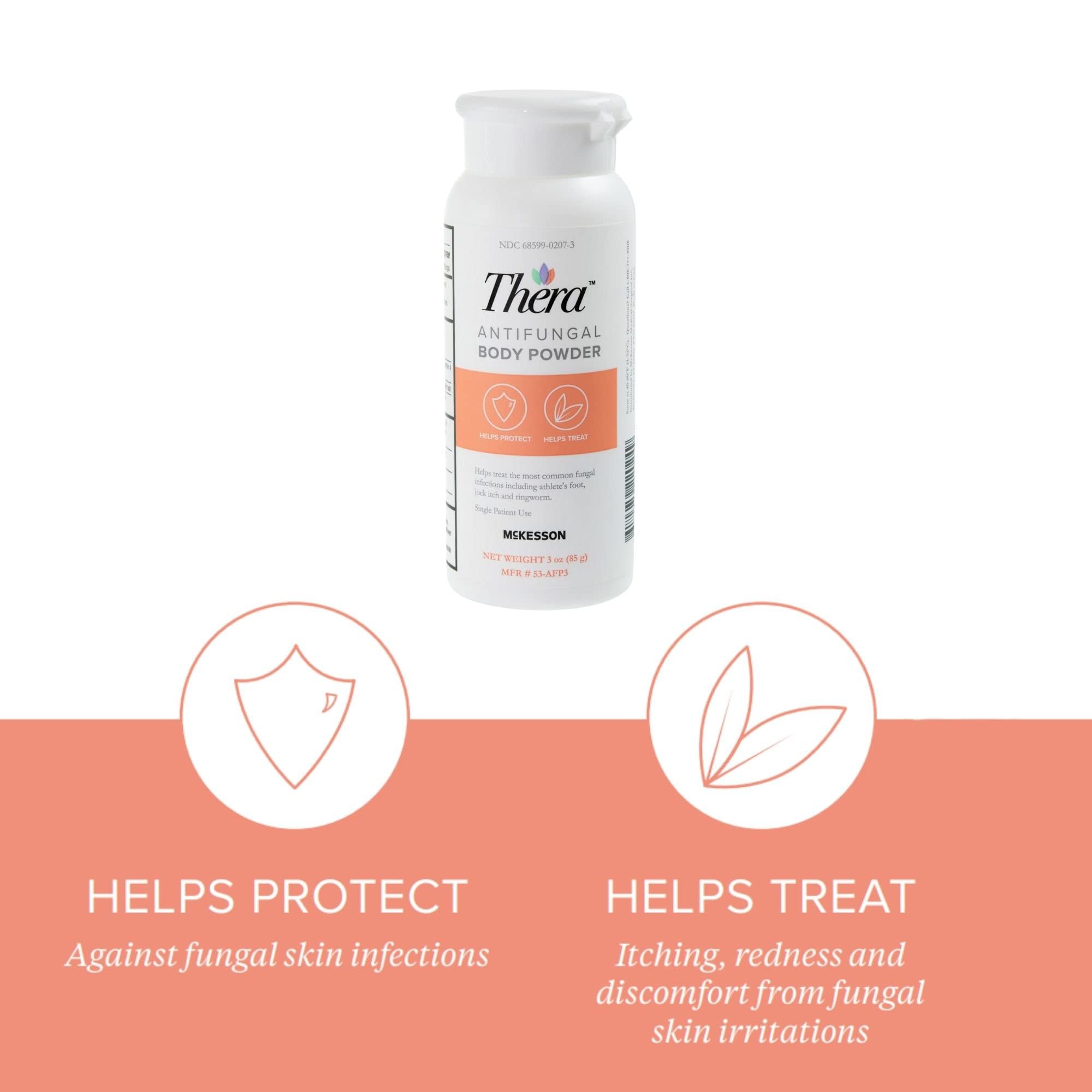 Thera Antifungal Body Powder, 2% Strength - Relief for Athlete's Foot, Jock Itch, Ringworm - 3 oz