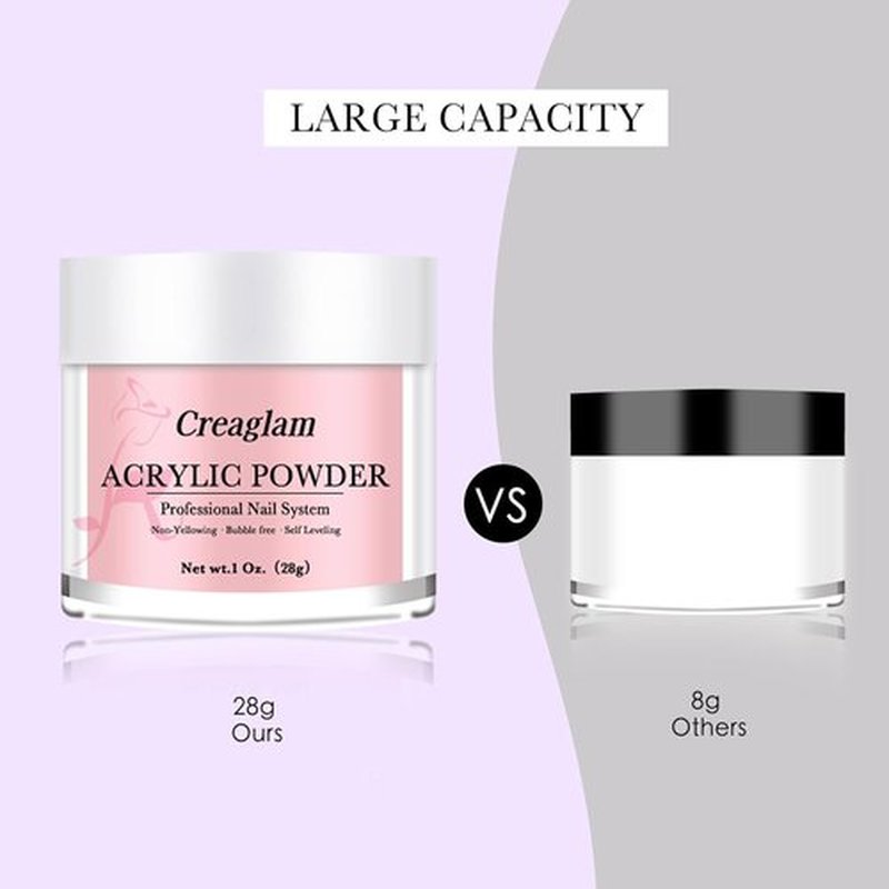 Creaglam Super Nail Acrylic Powder - 3 Pcs 28g Cover Pink Polymer for 3D Art & French Extensions - No Lamp Needed