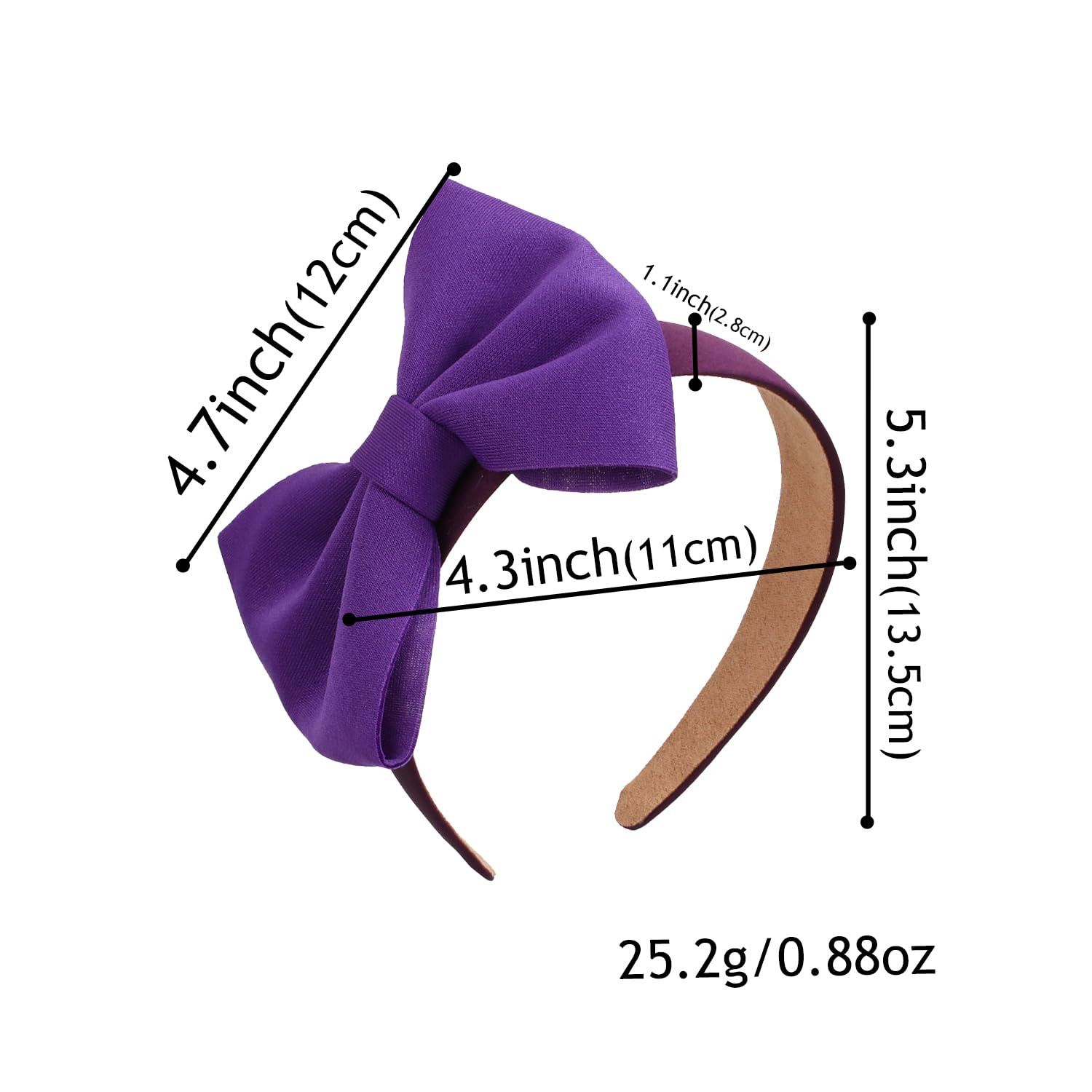 WJYX BOWS 10pcs Satin Fabric 5 inch Bow Headband Wide Hairband Simple and Plain Hair Hoop Hair Accessories for Women Girls