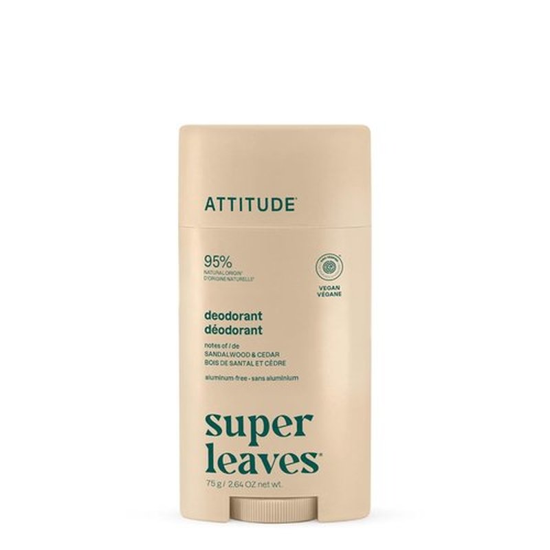 ATTITUDE Aluminum-Free Deodorant - Natural Ingredients, EWG Verified, Sandalwood & Cedar Scent | 2.64 Oz