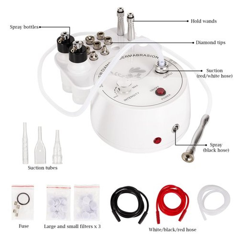 AIMENGXI 3 in 1 Diamond Microdermabrasion Machine, Professional Microdermabrasion Device with Vacuum Spray, Beauty Facial Skin Care Dermabrasion Equipment for Salon Personal Home Use
