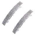 Meisuitd Crystal Hair Barrette 2 Pcs Sparkly Rhinestone Hair Clip French Design Bridal Fashion Gorgeous Bling Rhinestone Hair Clips Ponytail Holder Side Clips 2.55 inch