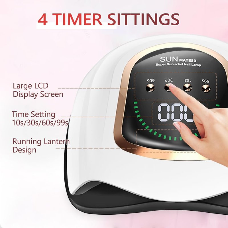 Upgraded red Light Treatment Gel Nail Light 72 LED Nail Light, 4 Timer Settings, one Button Start and Breathing Light Design, Hand and Foot use, Suitable for Fast Curing Anti Blackhand, Large LCD