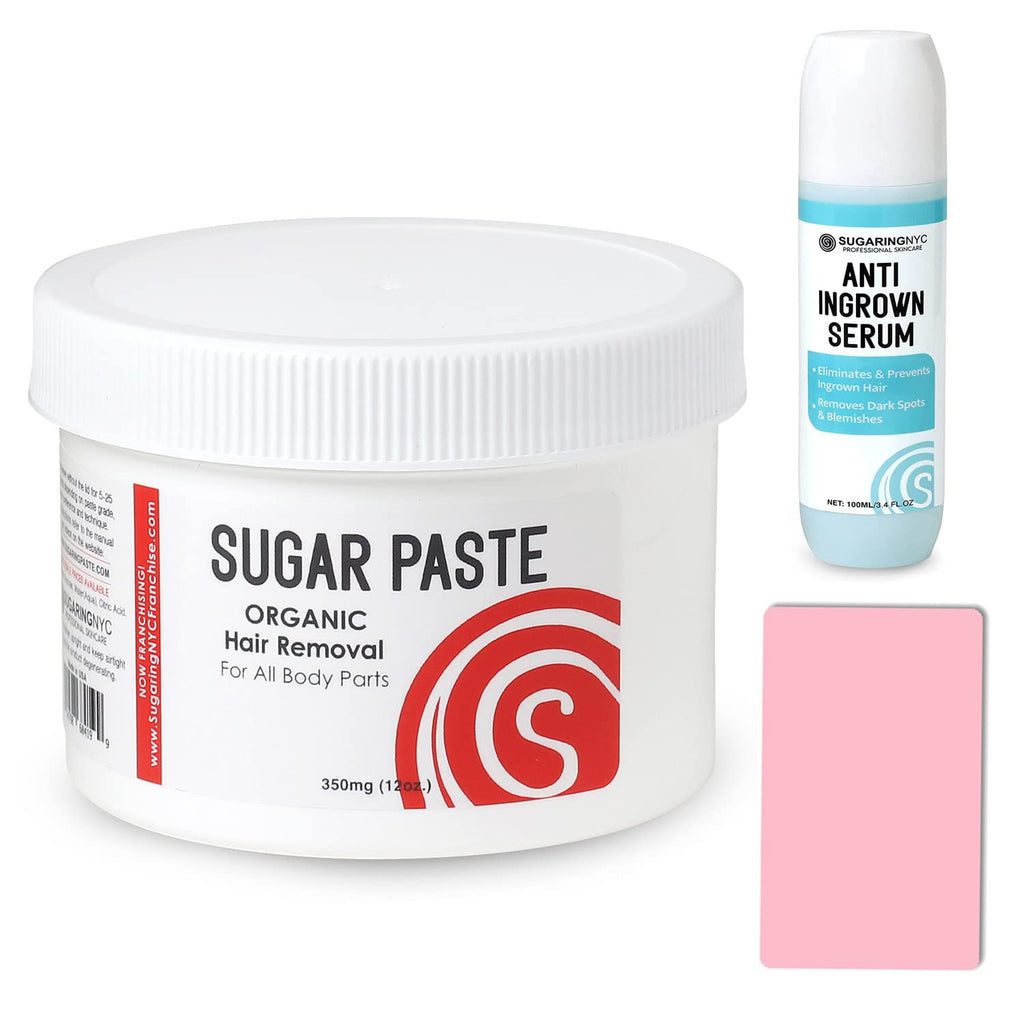 Sugaring Paste personal size for Bikini, Brazilian, Legs, Arms Sugaring hair removal + Anti-ingrown hair solution with roller applicator and sugaring card applicator
