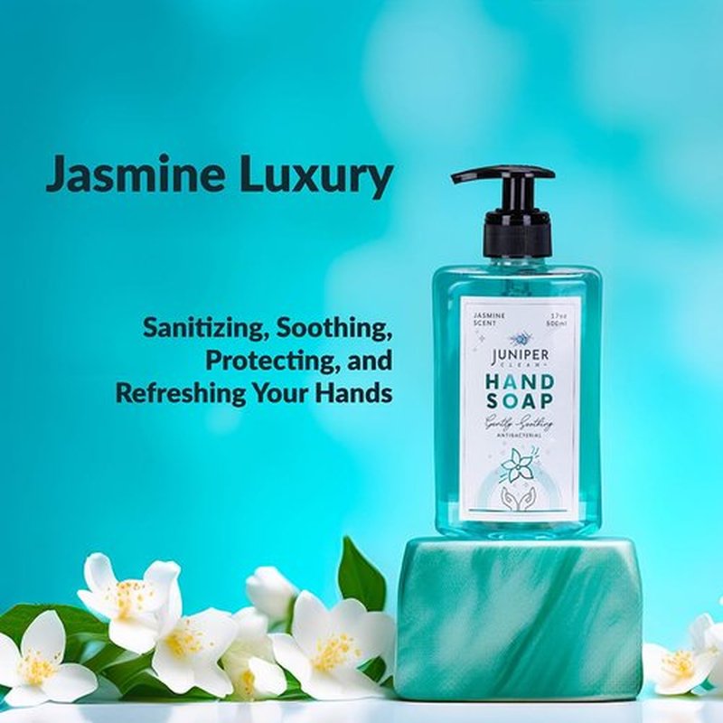 Juniper CLEAN, Antibacterial Hand Soap with Pump, Jasmine Scent, Liquid Hand Soap 17 Fl Oz (Pack of 1)