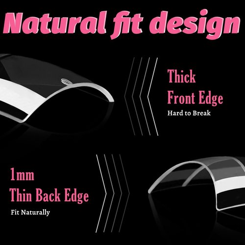 Lifextol 600PCS Short Gel Nail Tips Square Press on Nails White Acrylic Nail Tips Square Fake Nails, 12 Sizes Half Cover Soft Gel Nails Tips Kit for False Nails Extension Artificial Fingernails -D