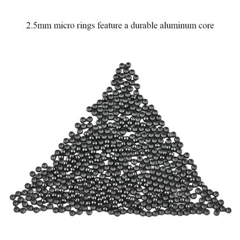 HAHIYO Black 2.5x1.5x2.0mm Micro Links Hair Extension Beads Nano Ring Hair Extensions Rings with Thin Silicone Lining for Invisible Professional Salons Extensions Tool, 500Pcs