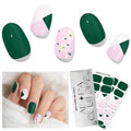 Adora Couture Semi Cured Gel Nail Strips with 30 Pieces, Salon Quality Wraps for Women, Beautiful Deep Green with Floral Accents UV Gel Stickers, UV Light Required, Petal Grove