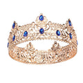 YADIRF Men's Crowns Metal Adult Men Birthday Prom Homecoming Party Crown King Crown For Festival Wedding Baby Shower (Gold With Blue Stone)