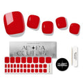 Adora Couture Semi Cured Gel Nail Strips - 32 pcs Gel Pedicure Stickers, Easy to Apply & Remove Toenail Stickers, Salon Quality at Home & Long Lasting - UV Nail Lamp Required - Red P