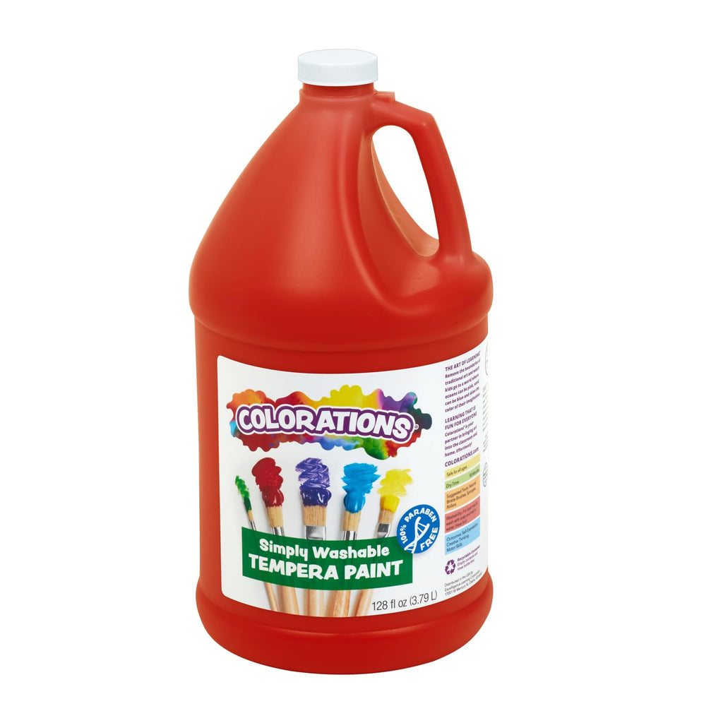 Colorations Paraben-Free Washable Red Tempera Paint for Kids, 1 Gallon