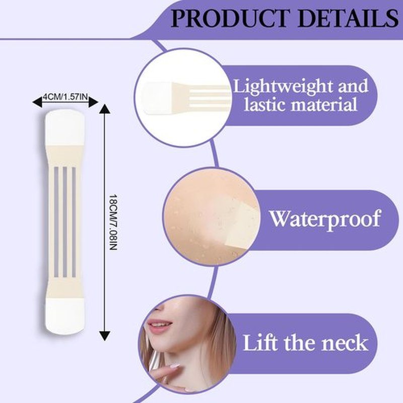 Neck Lift Tape,Neck Tape Lifting Invisible, Instant Lift for Sagging Skin & Wrinkles,(4 Elastic Bands + 20 Replacement Patches) Hypoallergenic Neck Behind Lift Tape for All Skin Types (20PCS)