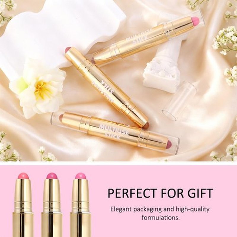 Kaely Contour Blush Multiuse Stick Makeup, Cream Bronzer Contouring Sticks Palette Face Make Up Set, Ultra-Creamy Radiant Finish Formula, Vegan & Cruelty-free, 3Pcs-01+02+03
