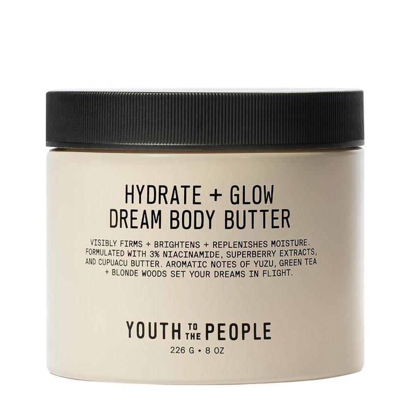 Youth To The People Superberry Hydrate + Glow Dream Body Butter - 3% Niacinamide + Jojoba Oil, Shea Butters, Yuzu + Green Tea + Blonde Woods Scented Body Lotion, Firming Moisturizer - 8 fl oz