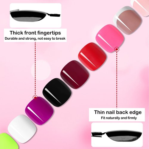 576pc Press on Toenails Women Toe Nails Press ons Nails for Feet, French Tips Toenails Press ons Toes Nail Tips Fake Toenail Glue on Toe Press-on Nail Feet Artificial Acrylic Toes Nail with Glue Tab