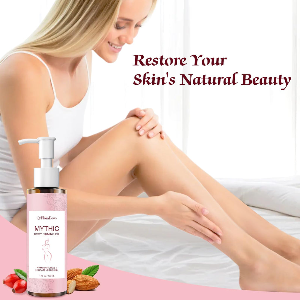 FloraDew+ Mythic Body Firming Oil Skin Tightening Body Oil After Shower for Women Tighten, Hydrate & Nourish Dry Skin 4 FL OZ