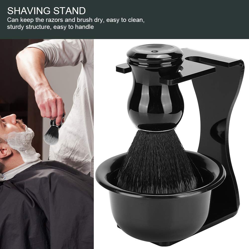 Men's Shaving Brush Set, 3 in 1 Kit with Hair Shaving Brush Soap Bowl Acrylic Holder Stand Home Barber Gift
