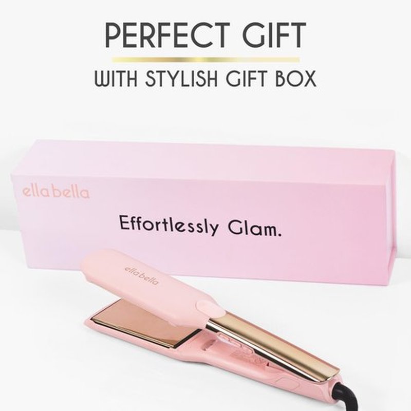 ELLA BELLA® Titanium Flat Iron Hair Straightener (with Infrared) • Professional Straightening Iron • Digital Display to Accurately Control Temperature • As Featured in Good Housekeeping