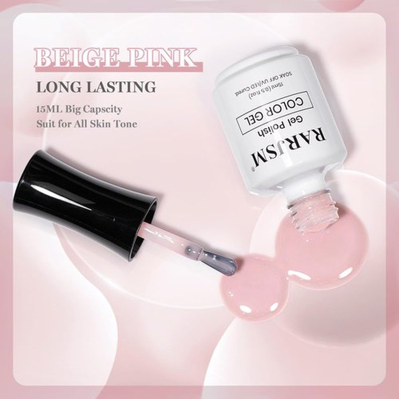 RARJSM Gel Nail Polish - Nude Beige Pink Sheer Jelly for Natural Skin Tones | 15ml Single Bottle
