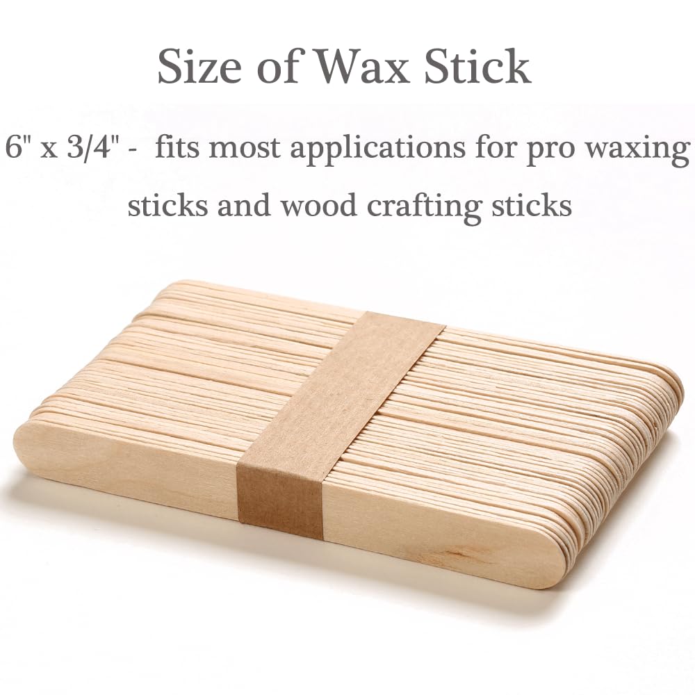 50Pcs Large Wooden Waxing Sticks for Hair Removal - HOOMBOOM Premium Splinter-Free Wooden Sticks for Waxing, Wax Stick for Body Eyebrow and Face Waxing