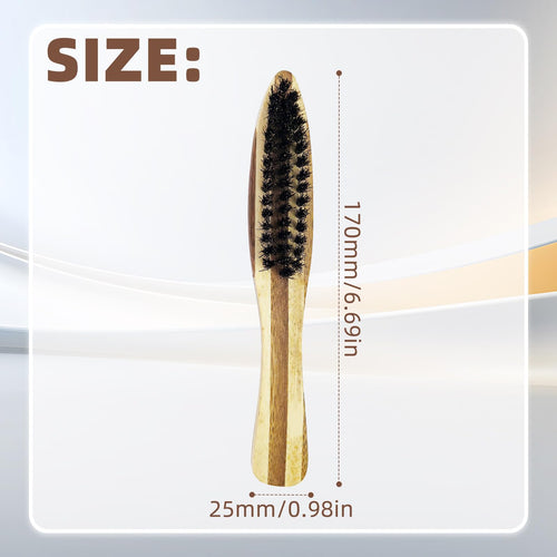 2 Pcs Beard Styling Brush, Bamboo with Natural Boar Bristles Beard & Mustache Brush for Men, Ergonomic Design Detangling Smoothing Tool for Thick Coarse Hair