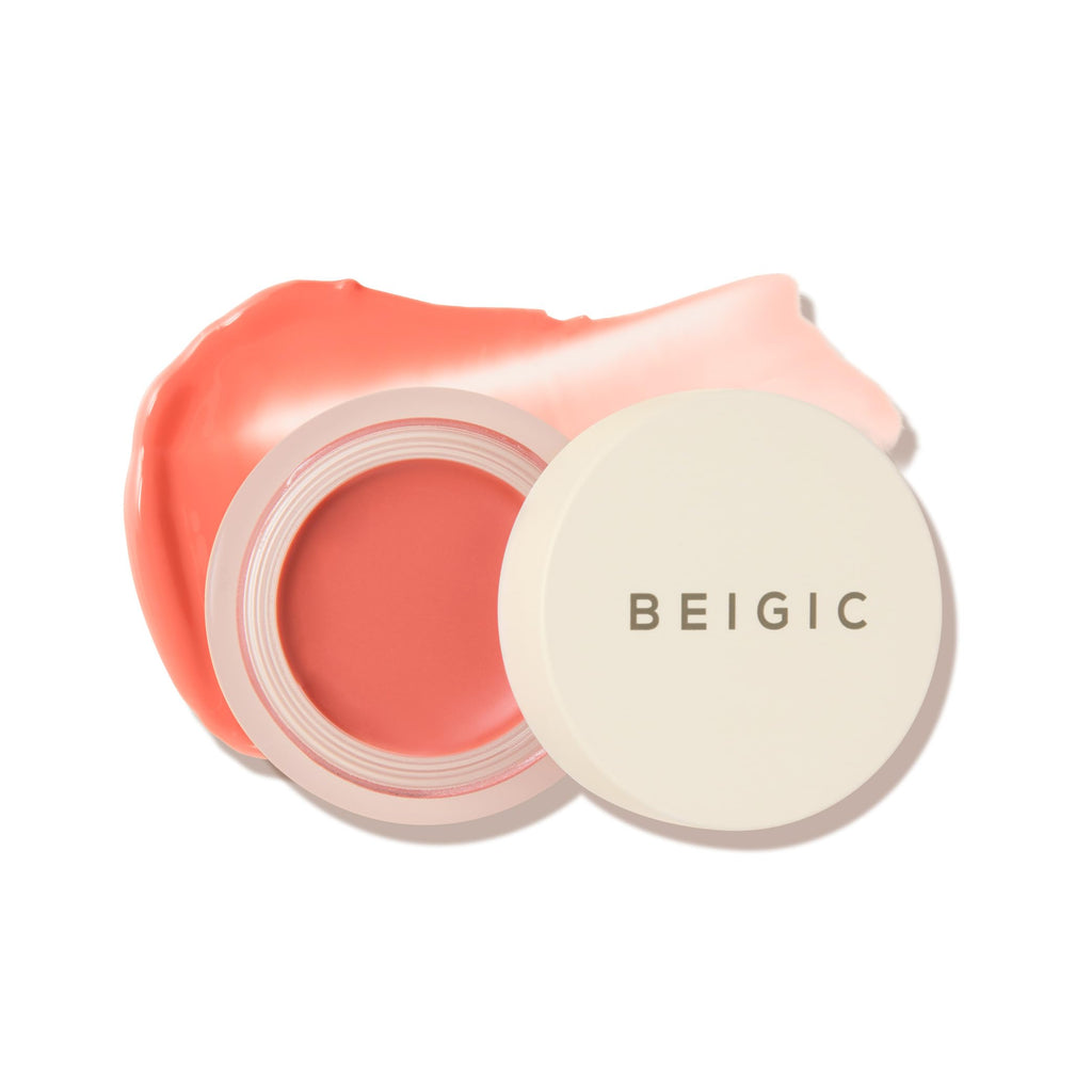 BEIGIC Flush Lip & Cheek Balm - Vegan Buildable & Blendable Multiuse Balm | Natural Flush & Glow | Glowy Blush for Cheeks | Dewy Korean Make Up Cream Blush | 01 Tulle - Peach Coral, 0.14 fl.oz