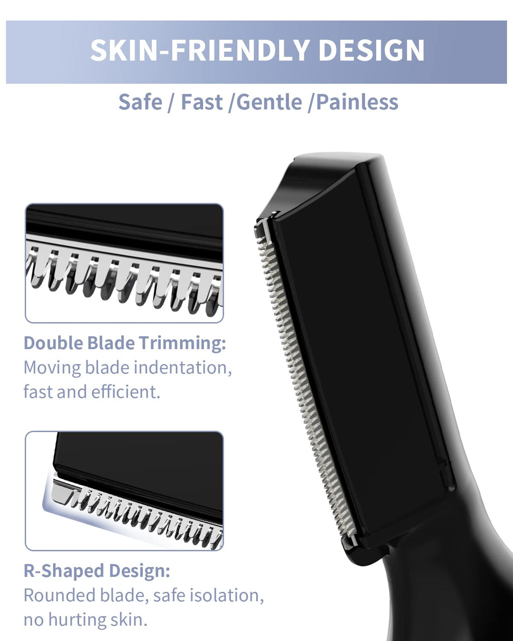 Eyebrow Trimmer, Electric Eyebrow Razor for Women Men, Rechargeable Painless LED Light Facial Hair Shaver Remover with Replacement Blade for Face Lips Neck Leg