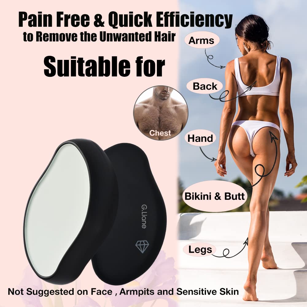 G.Liane Crystal Hair Eraser,Crystal Hair Remover and Exfoliator,Nano Glass Hair Remover Stone,Reusable Painless Physical Hair Removal Depilator for Men Women Quick Soft Silky Skin