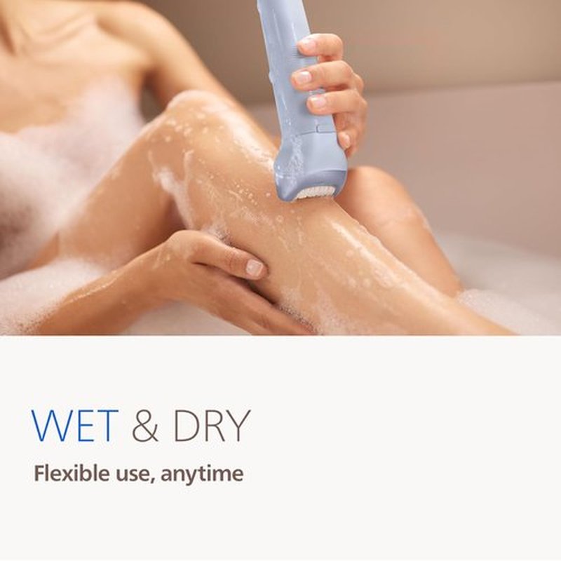 Philips Epilator Series 8000 - Cordless Wet & Dry Hair Removal for Legs & Body | 60 Min Runtime, 3 Accessories