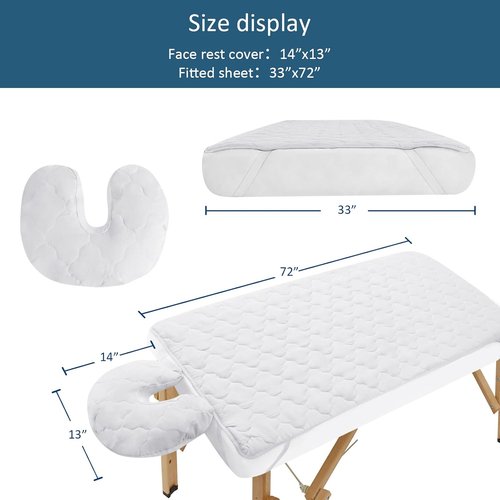 Skiennix 2-Piece Waterproof Massage Table Sheet Set - Extra Soft Fitted Sheet & Face Rest Cover | White