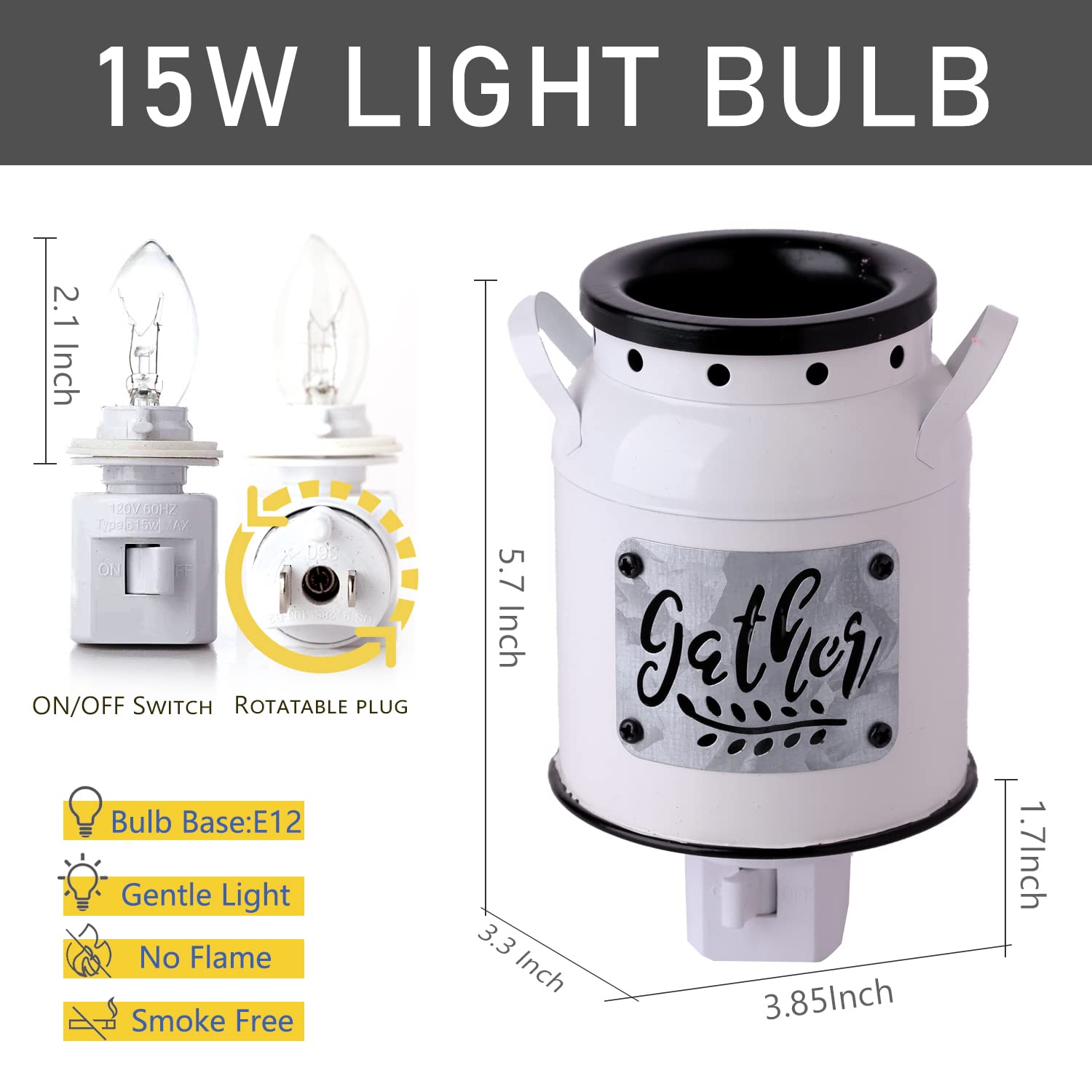 NAFANG Wax Warmer Small Size Milk can Metal Wax Melt Warmer,Wax Burner Fragrance Warmer, Plug in Fragrance Wax Warmer for Scented Candle Wax Melts and Tarts