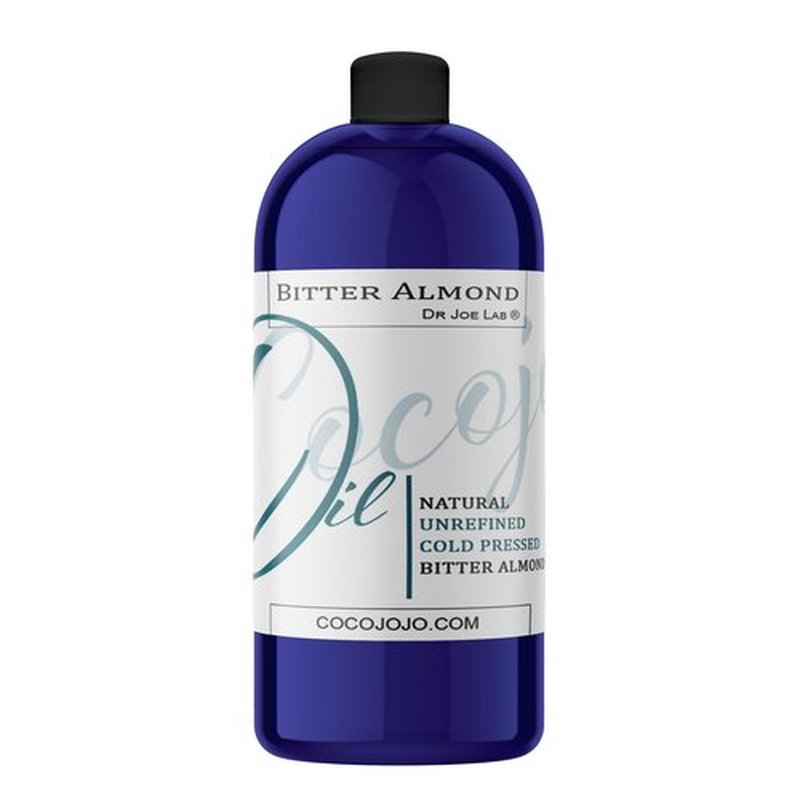 Dr Joe Lab Bitter Almond Oil - 32 oz - Pure Unrefined Cold Pressed Extra Virgin Non GMO All Natural, Vegan Bulk Carrier Oil Perfect for Body Hair Face Skin Nails Facial Hair DIY Cosmetics
