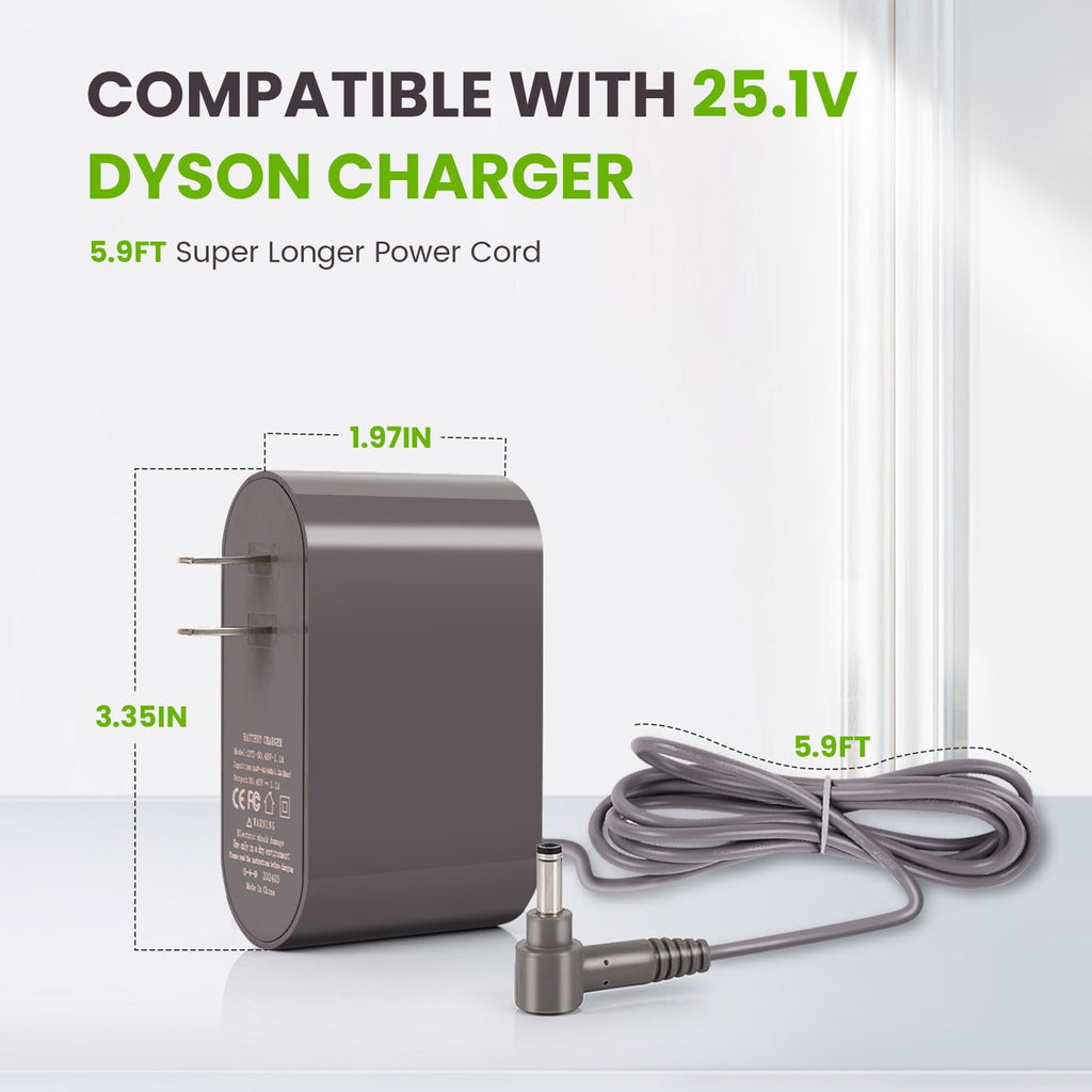 Replacement V6 Vacuum Charger Compatible with Dyson Cordless Vacuum Charger V6 V7 V8 Dc58 Dc59 Dc61 Dc62 Sv03 Sv04 Vacuum Cleaner Absolute Animal Motorhead Vacuum Cleaner,25.1V Vacuum Battery Charger