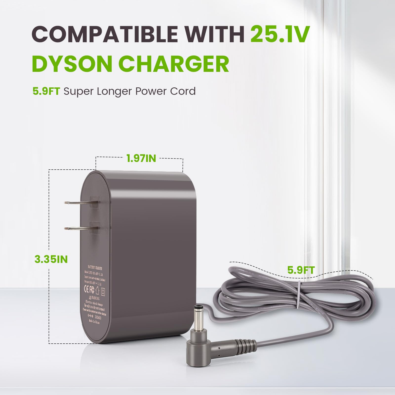 Replacement V6 Vacuum Charger Compatible with Dyson Cordless Vacuum Charger V6 V7 V8 Dc58 Dc59 Dc61 Dc62 Sv03 Sv04 Vacuum Cleaner Absolute Animal Motorhead Vacuum Cleaner,25.1V Vacuum Battery Charger