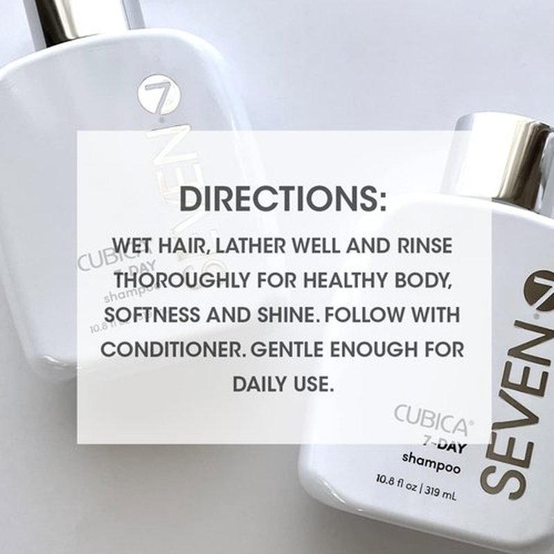 SEVEN Haircare Cubica 7-DAY Shampoo for Women, Men, All Hair Types, Add Shine and Moisture to Hair, Sulfate & Paraben Free, Cruelty Free with Biotin + Green Tea Extract, Made in USA, 32oz