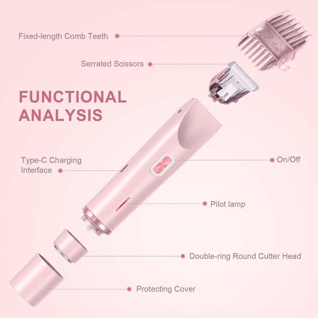 CheckSimple 2025 New Bikini Trimmer for Women,Dermave Bikini Shaver,2-in-1 Electric Razors for Women(Pink)