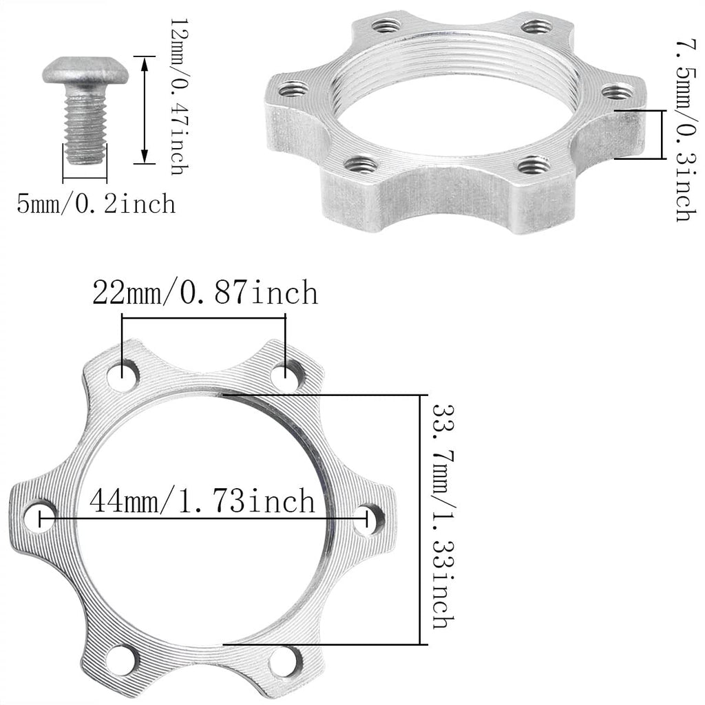 JJHXSM 2pcs Bike Freewheel Threaded Hubs Disk 44mm Brake Rotor 6 Bolt Flange Adapter with 12 Screws