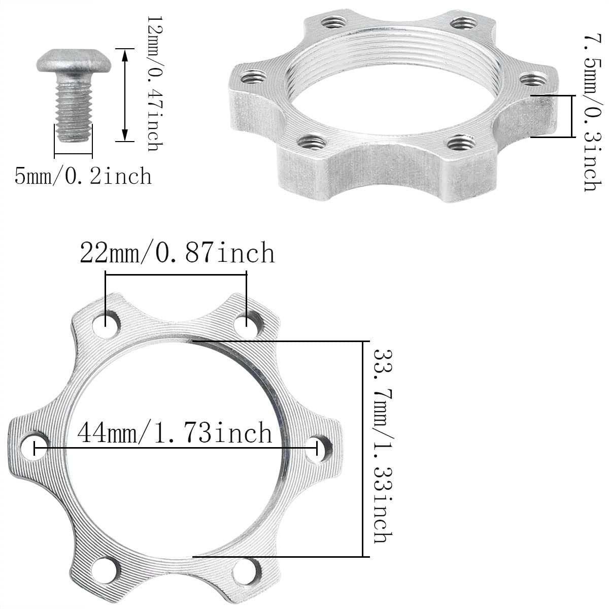 JJHXSM 2pcs Bike Freewheel Threaded Hubs Disk 44mm Brake Rotor 6 Bolt Flange Adapter with 12 Screws