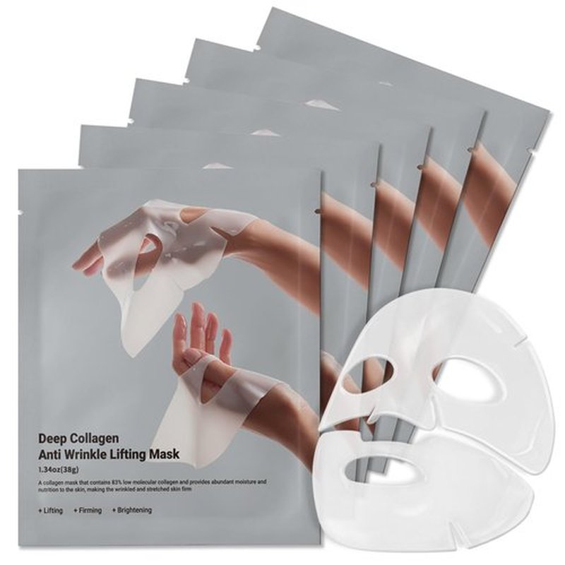 MUQIAN Rosemine Deep Collagen Anti-Wrinkle Lifting Overnight Mask Facial sheet masks with low molecular weight collagen for lifting, firming, and moisturizing 5 Packs