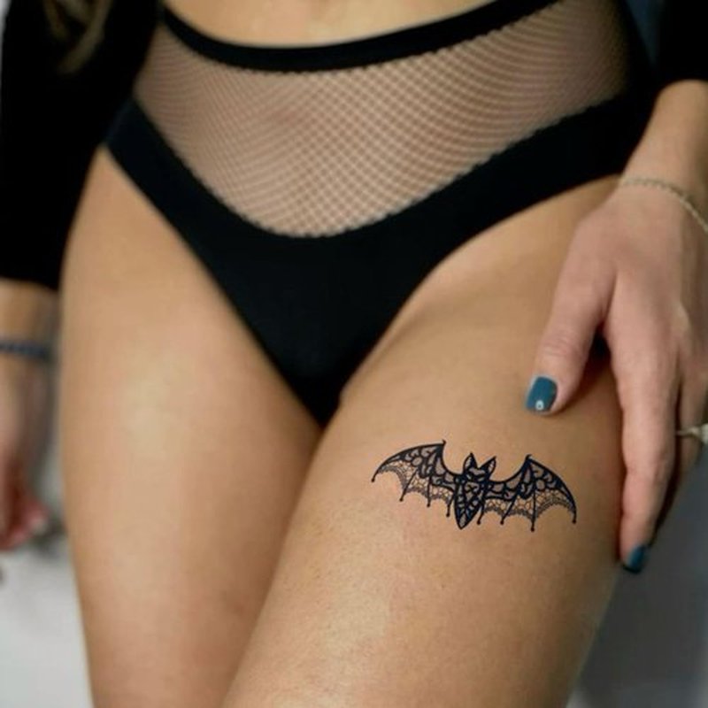 UBICA Semi Permanent Tattoo for Women, 2 Sheets Realistic Sexy Temporary Tattoos for adult, Lasts 2 Weeks Waterproof and Non-Reflective Tattoos (Sexy Chain Heart & Lace Bat Tattoo)