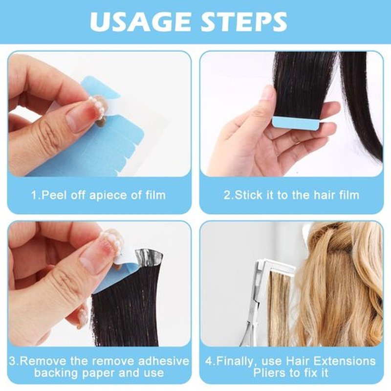 LVOERTUIG Tape in Hair Extension Tools Kit, Flat Surface Stainless Steel Tape in Hair Extensions Plier + 2 Hair Extension Tape,Tape in Pliers, Hair Extensions Styling Tools(COLOR:Silver)