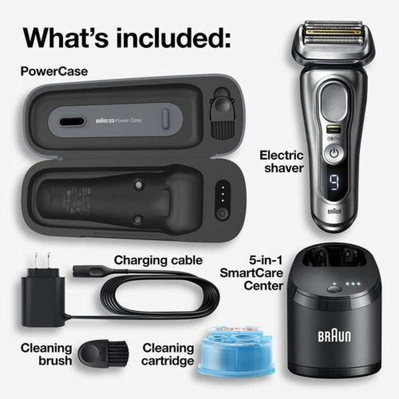 Braun Electric Razor - Waterproof Foil Shaver Series 9 Pro 9477cc | Wet & Dry Shave with Charging Case