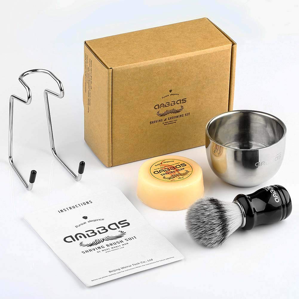 Anbbas Shaving Brush Set,with Stand and Soap,Bowl Lather for Men Wet Shave