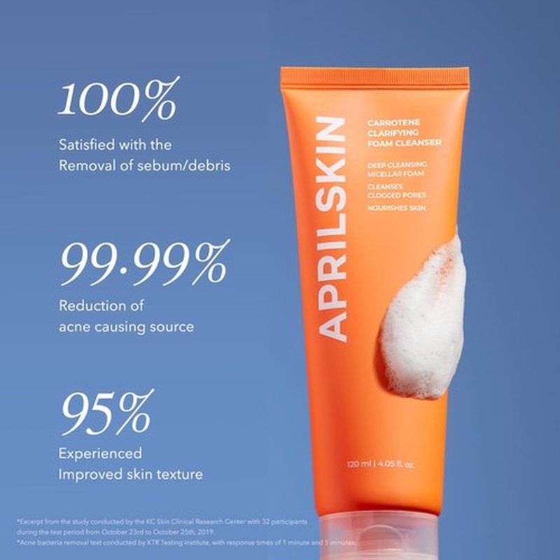 Aprilskin Carrotene Foam Cleanser - Deep Cleansing with BHAs for Oily, Sensitive Skin - 120ml | Vegan & Cruelty-Free
