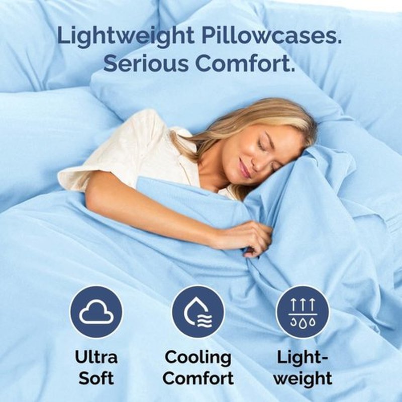 King Pillow Cases by Ultra Soft | Hotel Quality, Wrinkle-Free, Stain Resistant - 8 Piece Set in Light Blue