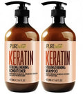 Keratin Shampoo and Conditioner Set - Sulfate & Paraben Free - Anti-Frizz, Collagen-Enriched for Dry, Curly Hair