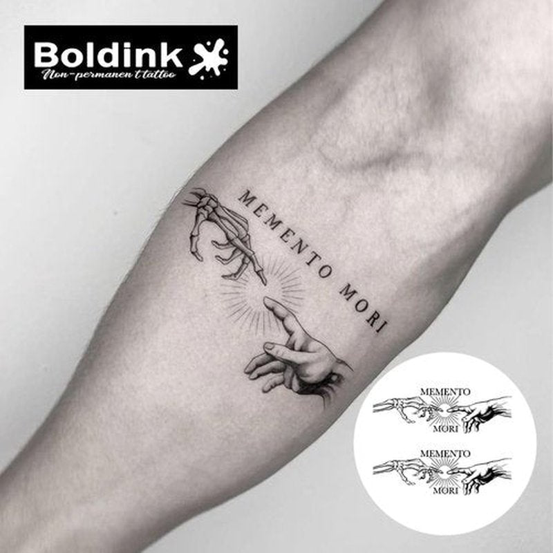 Boldink Temporary Tattoos,Semi Permanent Tattoos,15 Days Long Lasting Tattoo Stickers,Waterproof and Anti-reflective,Unique Design(Memento Mori Hand)