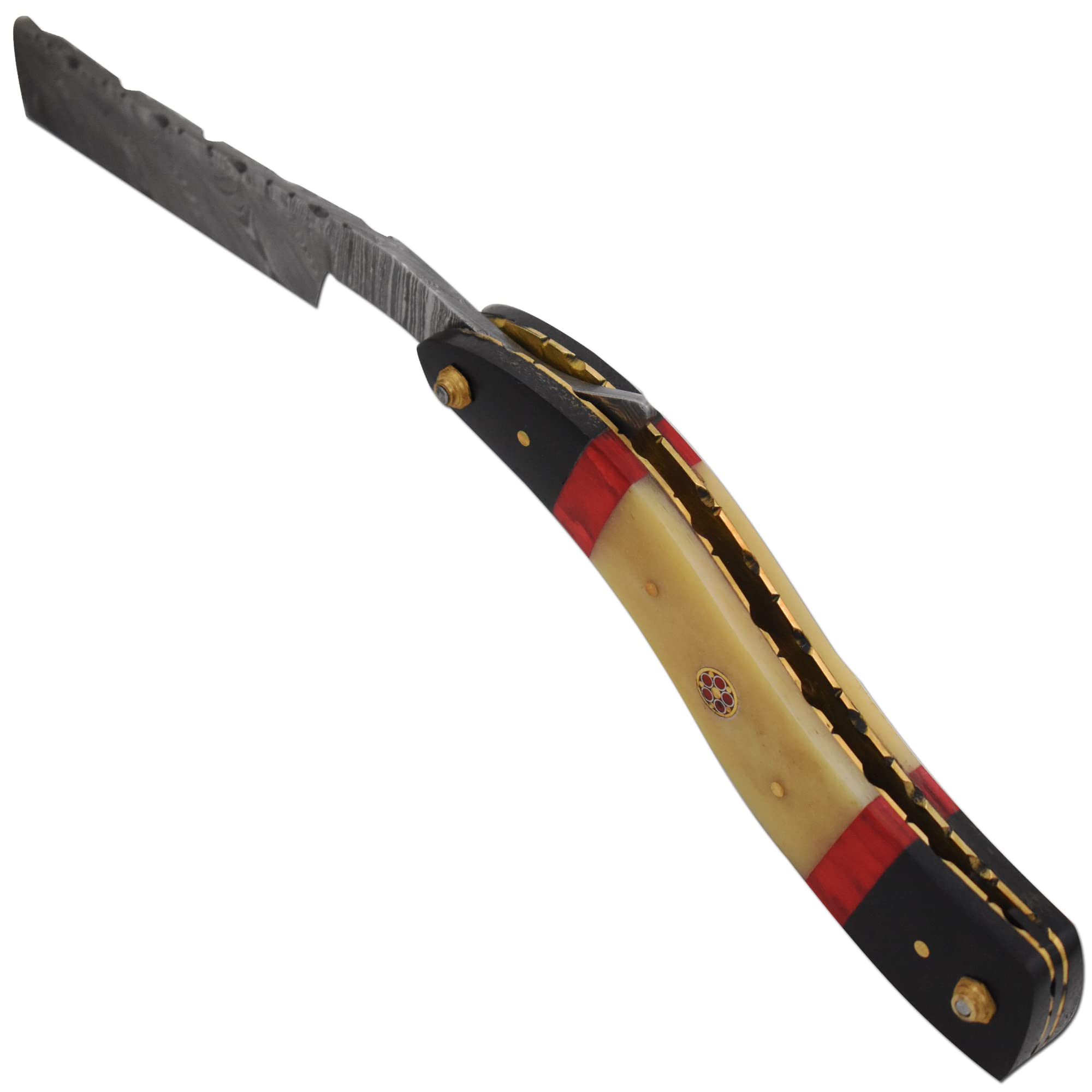 Old Ram Straight Razor | High Hardness Real Damascus Steel Cutthroat Straight Edge-Blade Barber Razor (329)