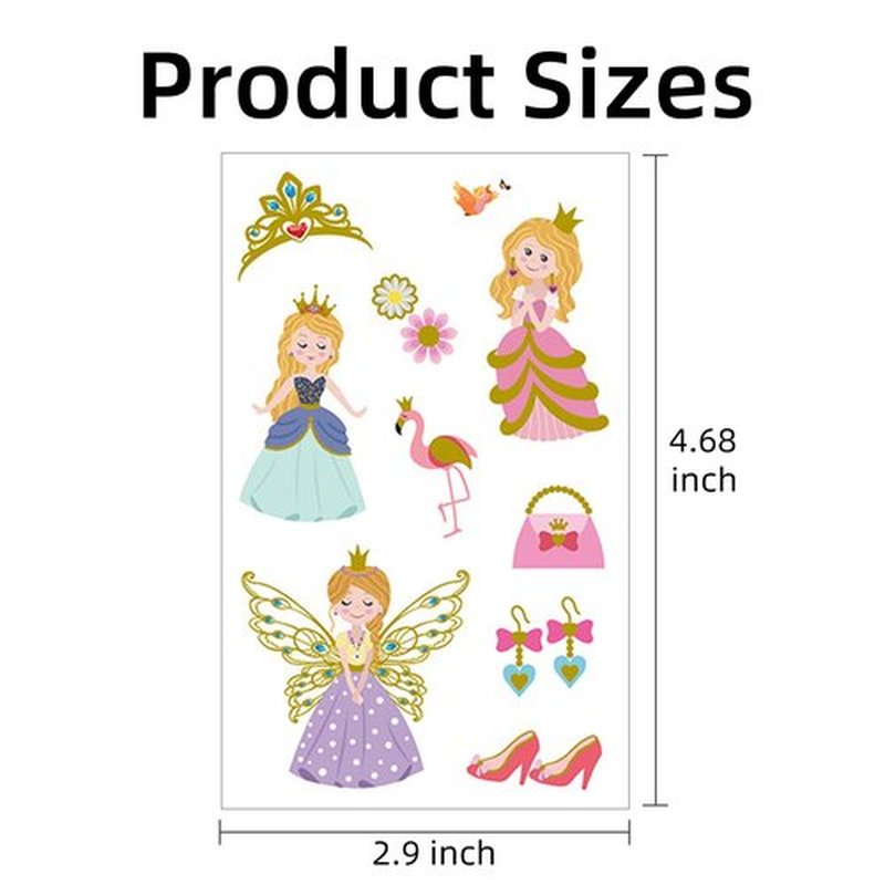 HAIIDOAK Temporary Tattoos, Waterproof Fake Tattoos Body Art for Kids and Adults, Party Favors and Events, 12-Sheet Pink Princess Dresses Designs