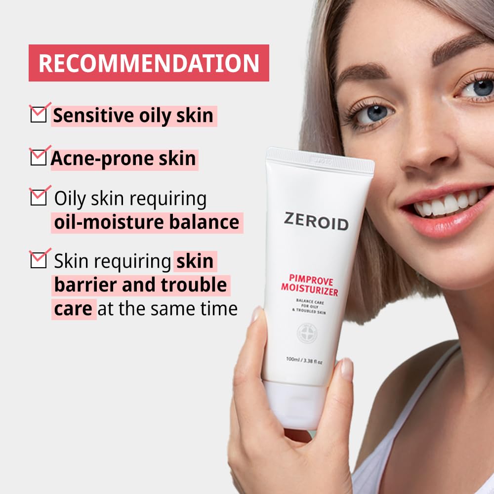 ZEROID | Pimprove Moisturizer Cream | Hyaluronic Acid Moisturizer Face Cream | Korean Face Lotion for Women and Men | Korean Skin Care | Skin Barrier Moisturizing Facial Care | 3.38 fl oz (100ml)